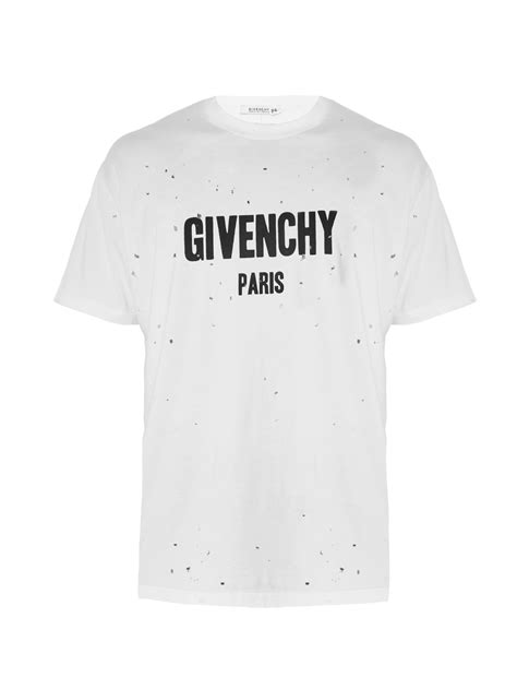 white givenchy t shirt mens|givenchy t shirt with holes.